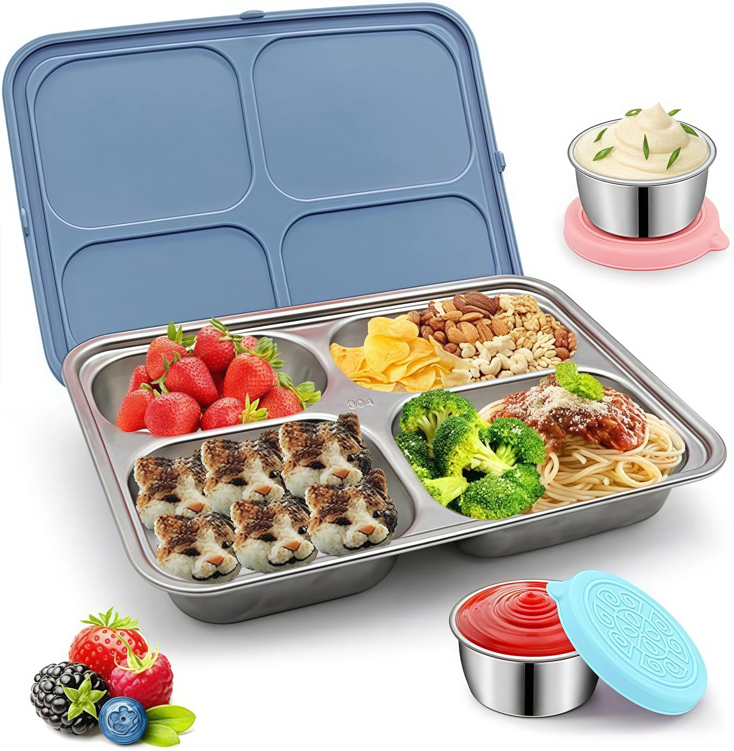 Stainless Steel Kids Lunch Box with 4 Compartments
