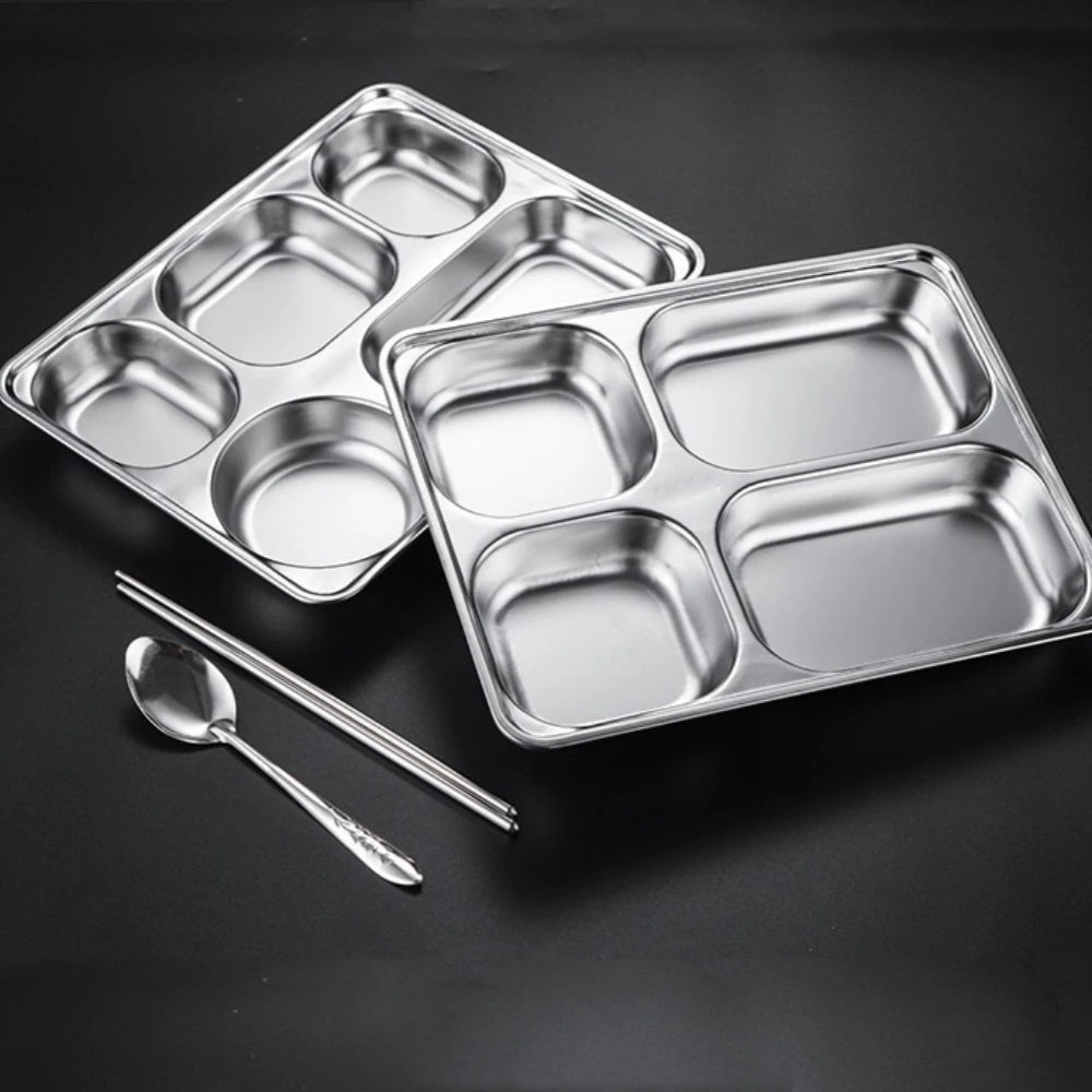 BoxPlanet SteelMate™ –4 or 5-Compartments Stainless Steel Lunch Tray