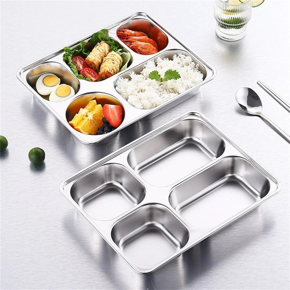 BoxPlanet SteelMate™ –4 or 5-Compartments Stainless Steel Lunch Tray