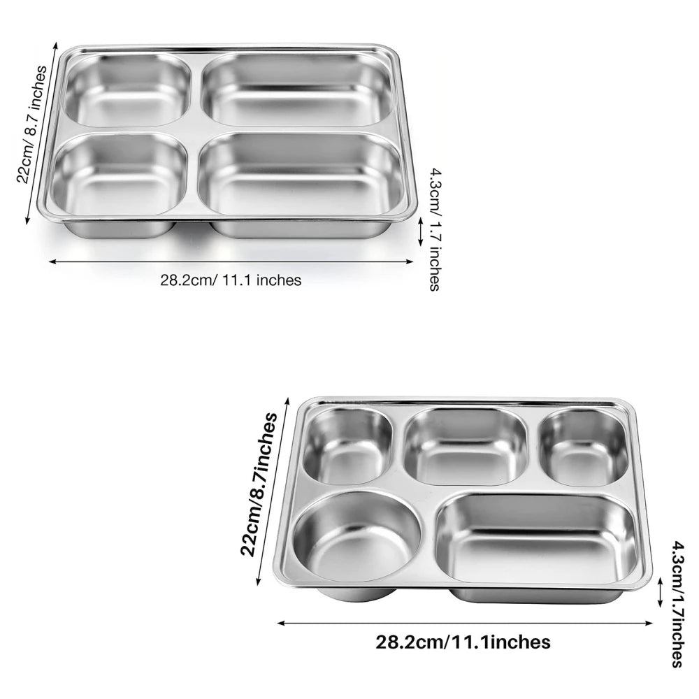 BoxPlanet SteelMate™ –4 or 5-Compartments Stainless Steel Lunch Tray